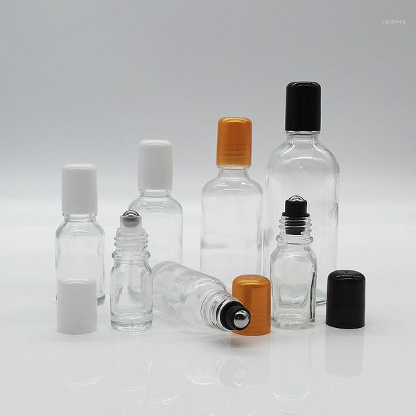 

storage bottles & jars 5ml clear roll on glass bottle portable 10cc essential oil empty perfume container with metal roller ball for travel