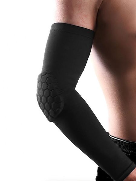

elbow & knee pads 1pcs honeycomb joint sports arm cover anti-collision basketball protection sleeve outdoor running, Black;gray