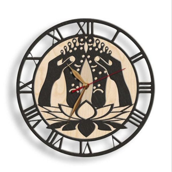 

wall clocks novelty silent clock vintage retro foot massage wood grain bedroom home decor hanging watch time