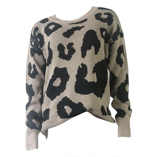 

women's sweaters women sweater leopard print knitted pullovers winter clothes round neck long sleeve jumper casual y, White;black