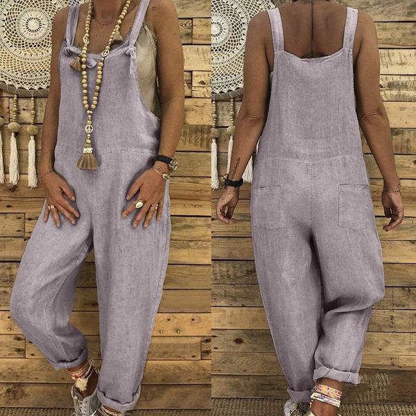 

women's jumpsuits & rompers women casual dungarees overalls jumpsuit fashion ladies linen harem pants high waist long playsuit overall, Black;white