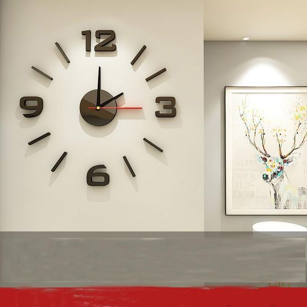 

wall clocks decorative clock modern diy mute home decoration office 3d mirror sticker giant