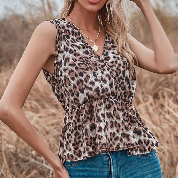 

women's t-shirt 2021 breathable women leopard printing ruffle and sports wear outdoor exercise clothes summer beach #tp, White