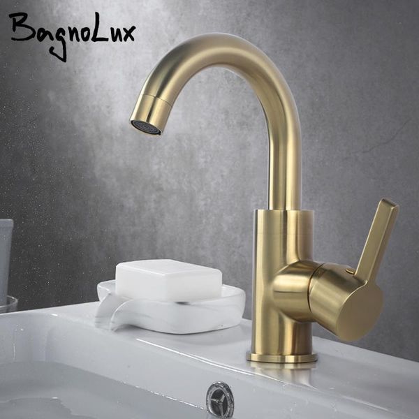 

bathroom sink faucets brass gold deck mounted single holder hole 360 degree rotation basin mixer water tap faucet