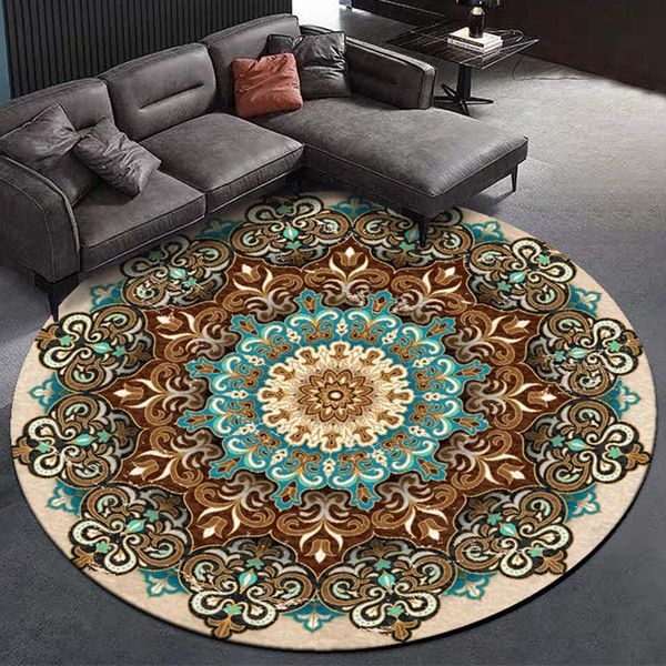 

carpets mandala ethnic retro round living room rugs bohemian style bedroom carpet kids printed sofa chair anti-slip floor