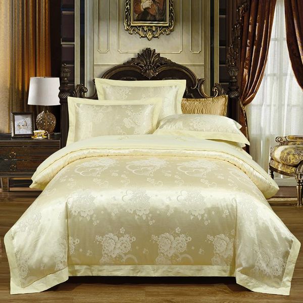 

bedding sets satin jacquard cotton set luxury  size king fitted sheet bed duvet cover parure de lit ropa cama