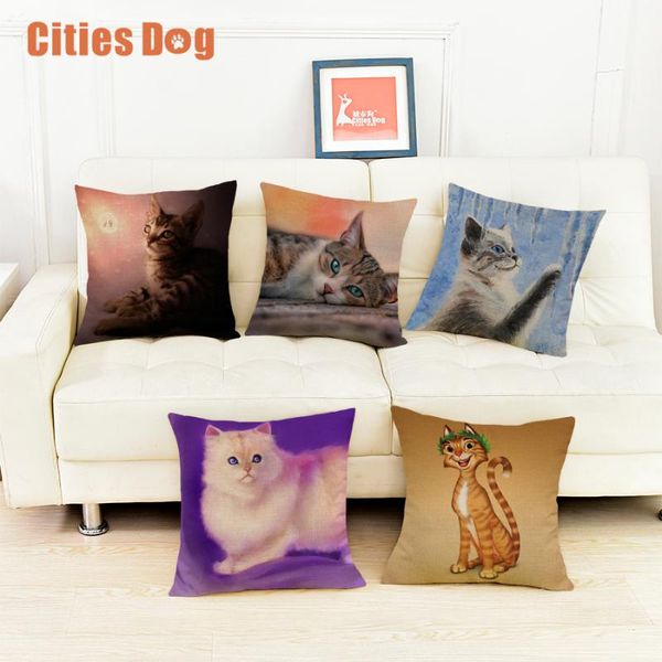 

cat animal printed cotton linen pillowcase decorative pillows covers cushion cover use for home sofa car office almofadas cushion/decorative
