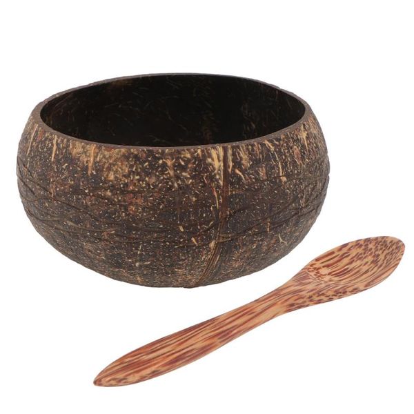 

set coconut bowl dessert storage rice (with spoon) bowls