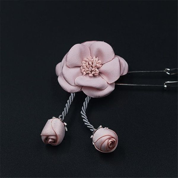 

pins, brooches luxury cute pink blue fabric flower brooch pin badges wedding jewelry accessories corsage women girlfriend valentines day gif, Gray