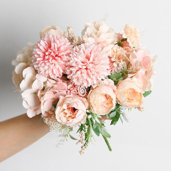 

cm rose silk peony artificial flower bouquet 9 heads and 4 buds fake flowers for home wedding interior decoration decorative & wreaths