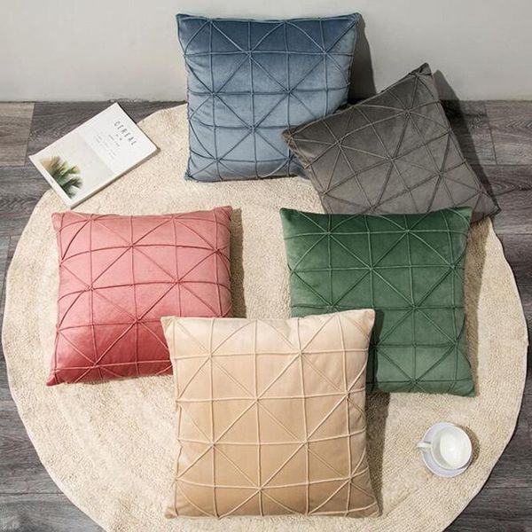 

cushion/decorative pillow 1pc 7 colors plaids cushion cover sofa bed cars throw pillowcases without filler nordic ins 45x45cm 17.7" x17