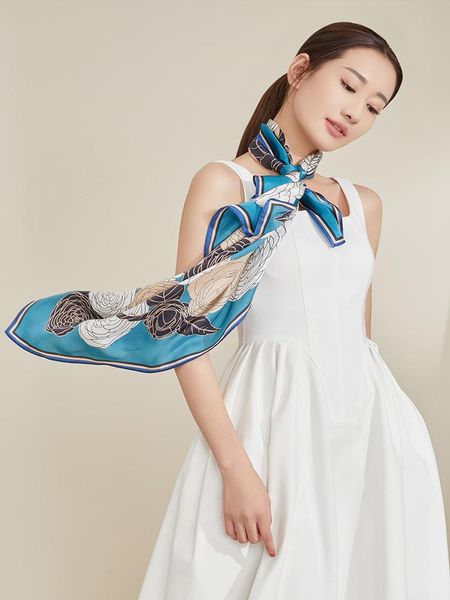 

scarves 2021 women silk scarf big square spring autumn mom gift, Blue;gray