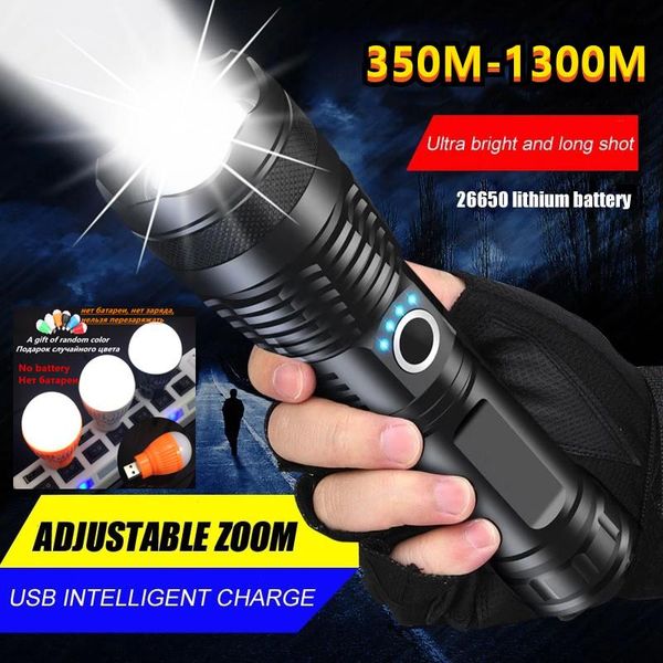 

flashlights torches powerful led xhp50 usb rechargeable mini outdoor tactical hunting intelligent waterproof torch lantern