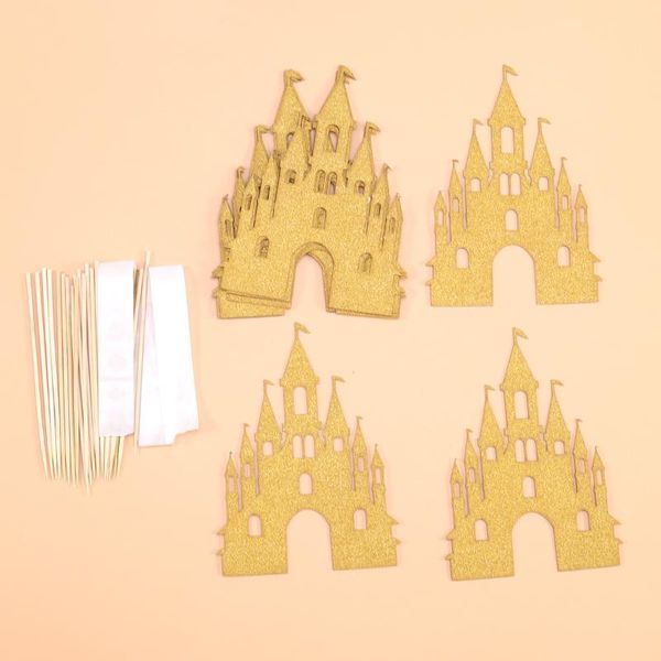 

other festive & party supplies 12pcs glitter castle ers cake cupcake toothpick decoration birthday wedding favors (gold)