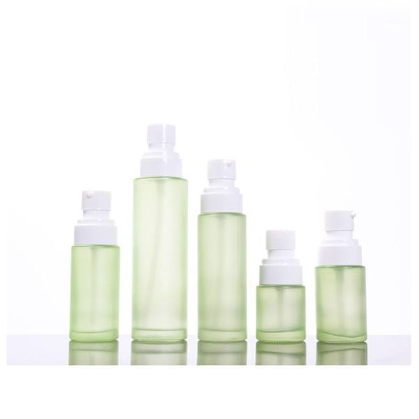 

storage bottles & jars 50pcs green frosted glass lotion bottle with white pump/sprayer 100 ml, perfume/lotion skin care packaging