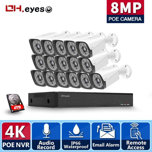 

wireless camera kits 8mp poe system set 16ch nvr kit 4k outdoor waterproof audio cctv security surveillance hdd