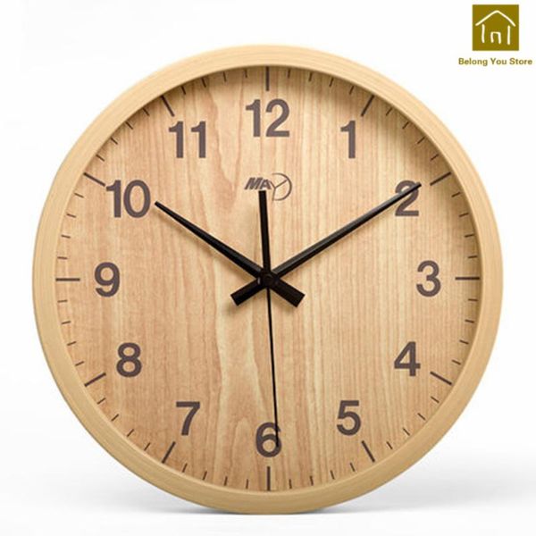 

wall clocks creative hanging clock living room silent retro digital wooden modern quartz home decor horloge mural watches bkp183