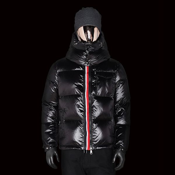 

down jacket 2021 winter short men's hooded thickened tricolor ribbon m home same, Black
