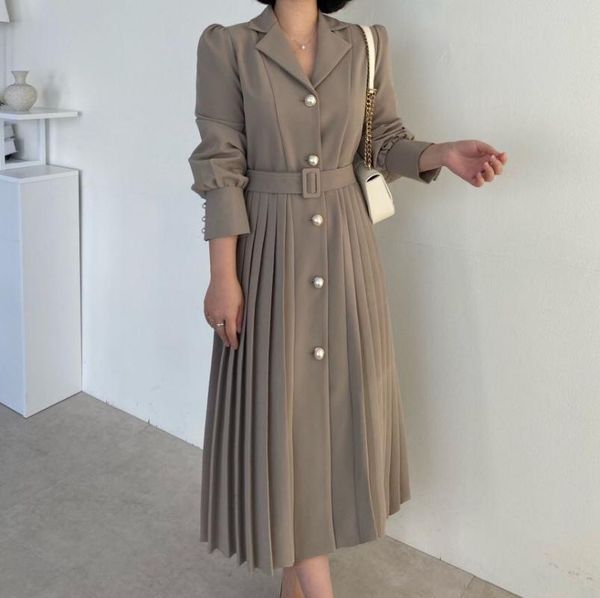 

casual dresses french elegant pleated dress, Black;gray