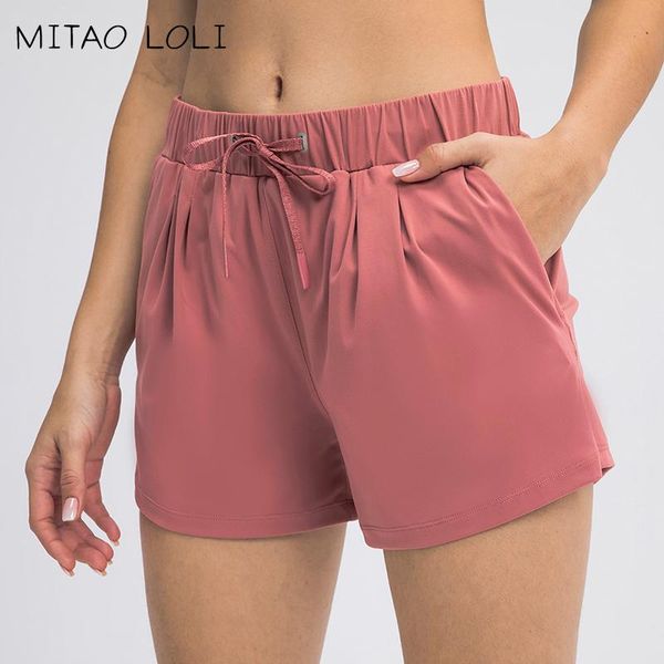 

low waist workout gym leisure running linerless shorts naked feel drawstring training fitness sport pocket, Black;blue