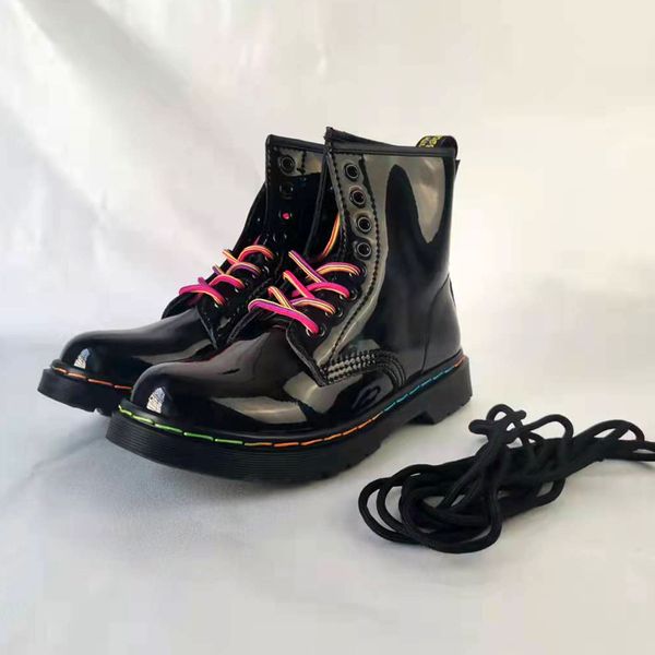 

dress shoes women ankle boots for laser rainbow colourful dr 2021 lace up casual fashion mbab, Black