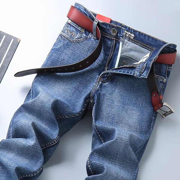 

fashion casual business straight stretch denim trousers male jeans classic style summer men's black, Blue
