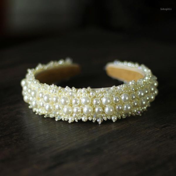 

handmade vintage oriental wedding bridal headpiece lots of pearls princess fashion head party hair hoop for bride1