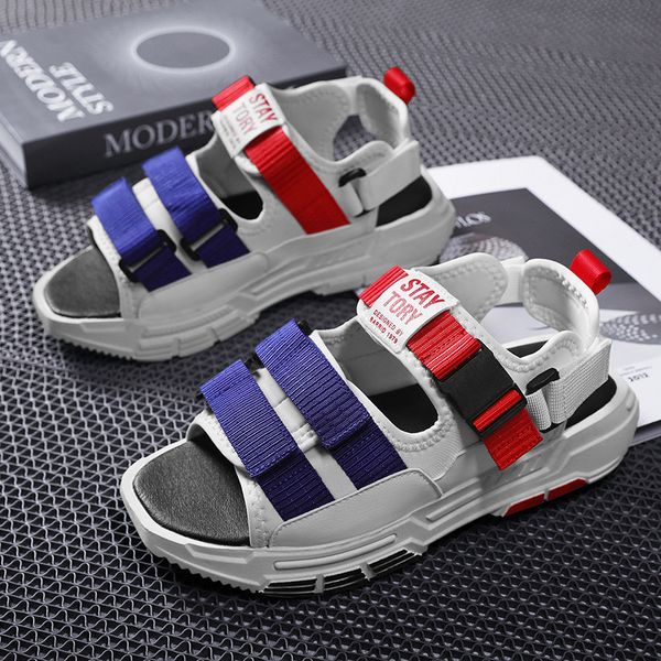 

removable mens trending hook loop beach sandals open toe buckle sandals man comfortable non-slip sandals men, Black