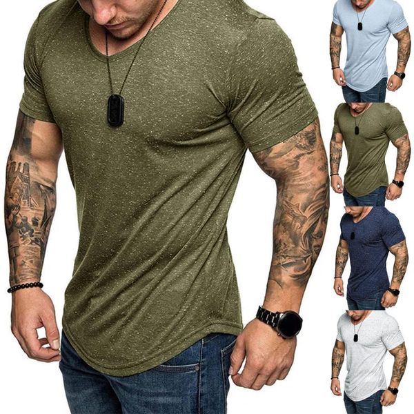 

men's t-shirts pleated wrinkled slim fit o neck short sleeve muscle solid casual shirts summer basic tee, White;black