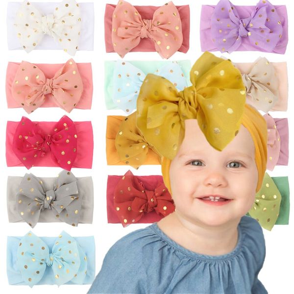 

13 colors baby girl lace nylon headband fashion soft candy color bohemia bow girl infant hair accessories headband, Slivery;white