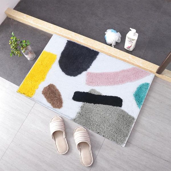 

carpets 40*60cm bathroom non-slip mat chenille geometric abstract print floor cover for home decorative indoor kitchen rug