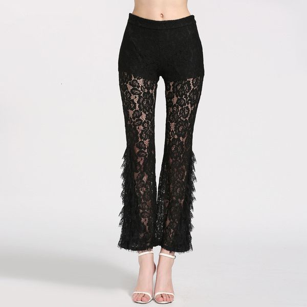 

women's pants & capris summer bell-bottom lace fashionable 9th d169, Black;white