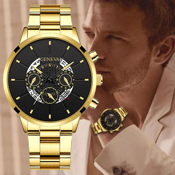 

wristwatches golden watch drop luxury men's watches stainless steel chronograph auto date business casual cutout quartz wristwatch, Slivery;brown