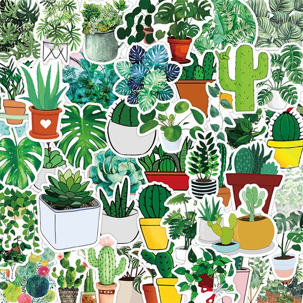 

50pcs cactus succulent plants graffiti stickers decals notebook cute water bottle phone case diy lap waterproof kids toys scrapbooking