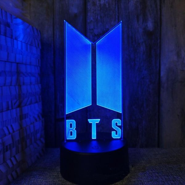 

night lights kpop bangtan boys 3d light usb acrylic 16 color remote control touch decoration christmas/birthday gift