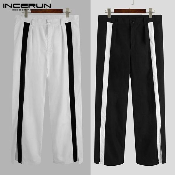 

men casual pants fashion patchwork loose trousers man pockets straight joggers leisure zipper pantalones masculina s-5xl incerun men's, Black