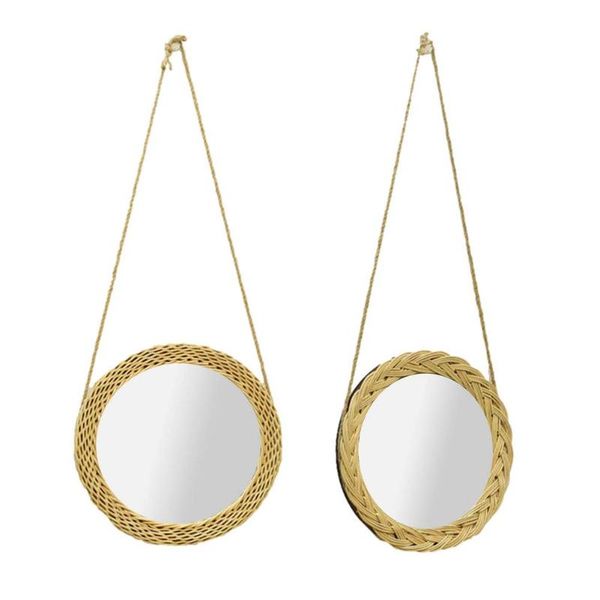 

mirrors rattan mirror art decoration makeup dressing bathroom wall hanging craft po props homestay