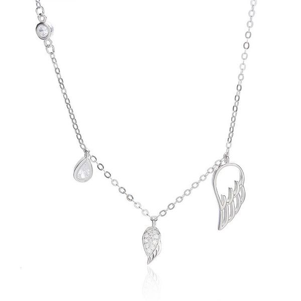 

pendant necklaces pure 925 sterling silver wing heart necklace for women personality elegant contracted choker pendent fashoin birthday gift
