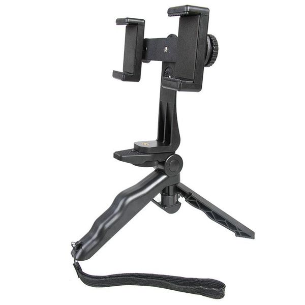 

cell phone mounts & holders universal mobile handle holder selfie stand handheld grip stabilizer tripod with dual clip for black