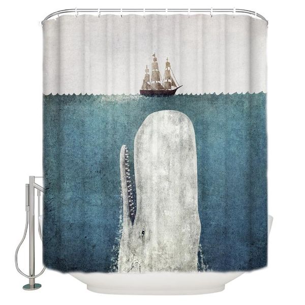

shower curtains the whale - vintage extra long fabric bath bathroom decor sets with hooks