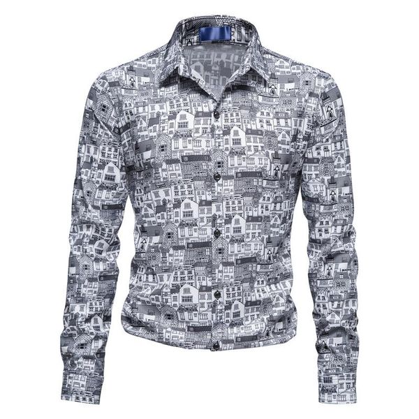 

men's casual shirts printed shirt holiday fashion party european size s-2xl, White;black