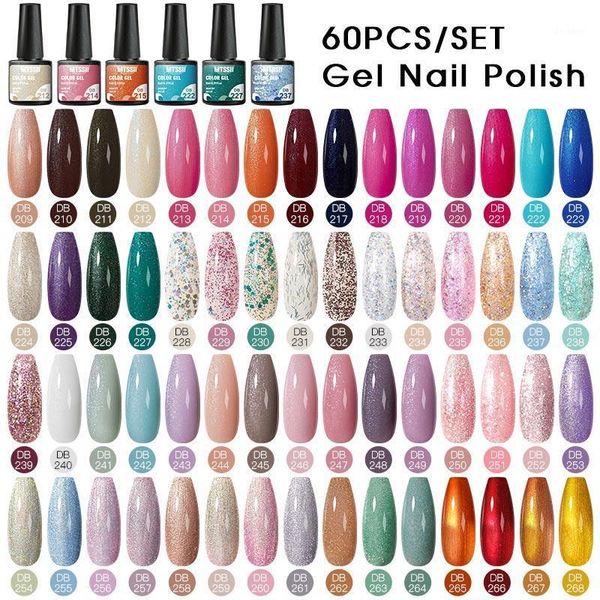 

mtssii 60pcs 40pcs color gel nail polish set semi permanent uv led varnish soak off lacquers base coat 20211, Red;pink