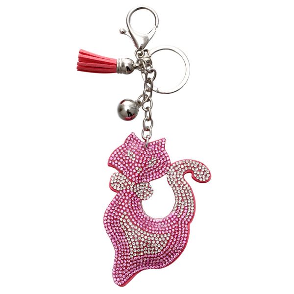 

10pc 2021 Lucky Pink Fox Crystal Rhinestone Keyrings Key Chains Holder Purse Bag For Car christmas Gift Keychains Jewelry llaveros
