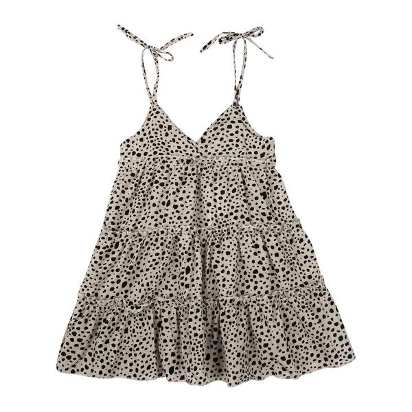 

girl's dresses toddler casual slip dress, summer girls sleeveless leopard print v-neck one-piece style 2021, Red;yellow