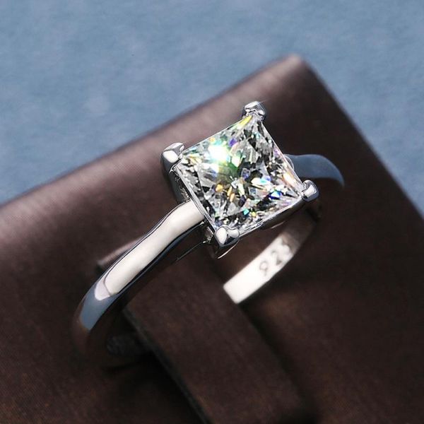 

wedding rings huitan trendy luxury solitaire princess cut ring women stylish female jewelry dazzling cz anniversary gifts, Slivery;golden