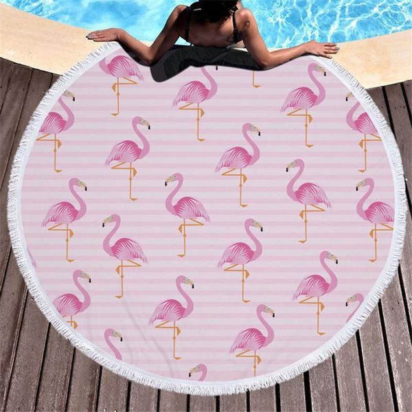 

outdoor pads round beach towels flamingo printed yoga mat with tassels soft roundie picnic camping blanket 150x150cm