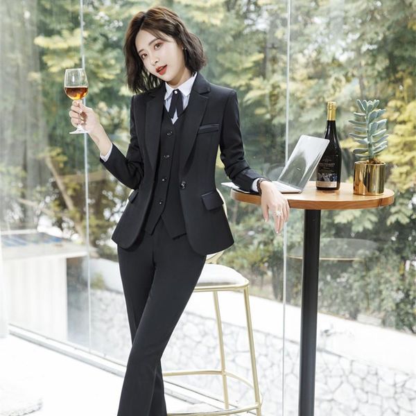 

women's suits & blazers black pant women spring autumn business 2 piece pants blazer set office lady work formal jacket suit female plu, White;black