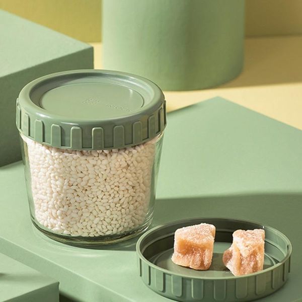 

storage bottles & jars 2pcs glass with sealed lids clear canister kitchen can t84f