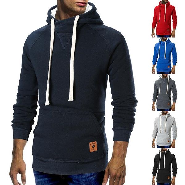 

women's hoodies & sweatshirts 2021 autumn winter splicing men's casual pullover jacket european hooded plush sweater, Black