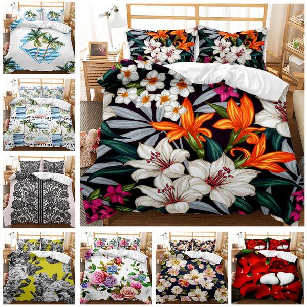 

bedding sets 2021 flowers plants 3d print comforter  twin single size duvet cover set pillowcase home textile luxury